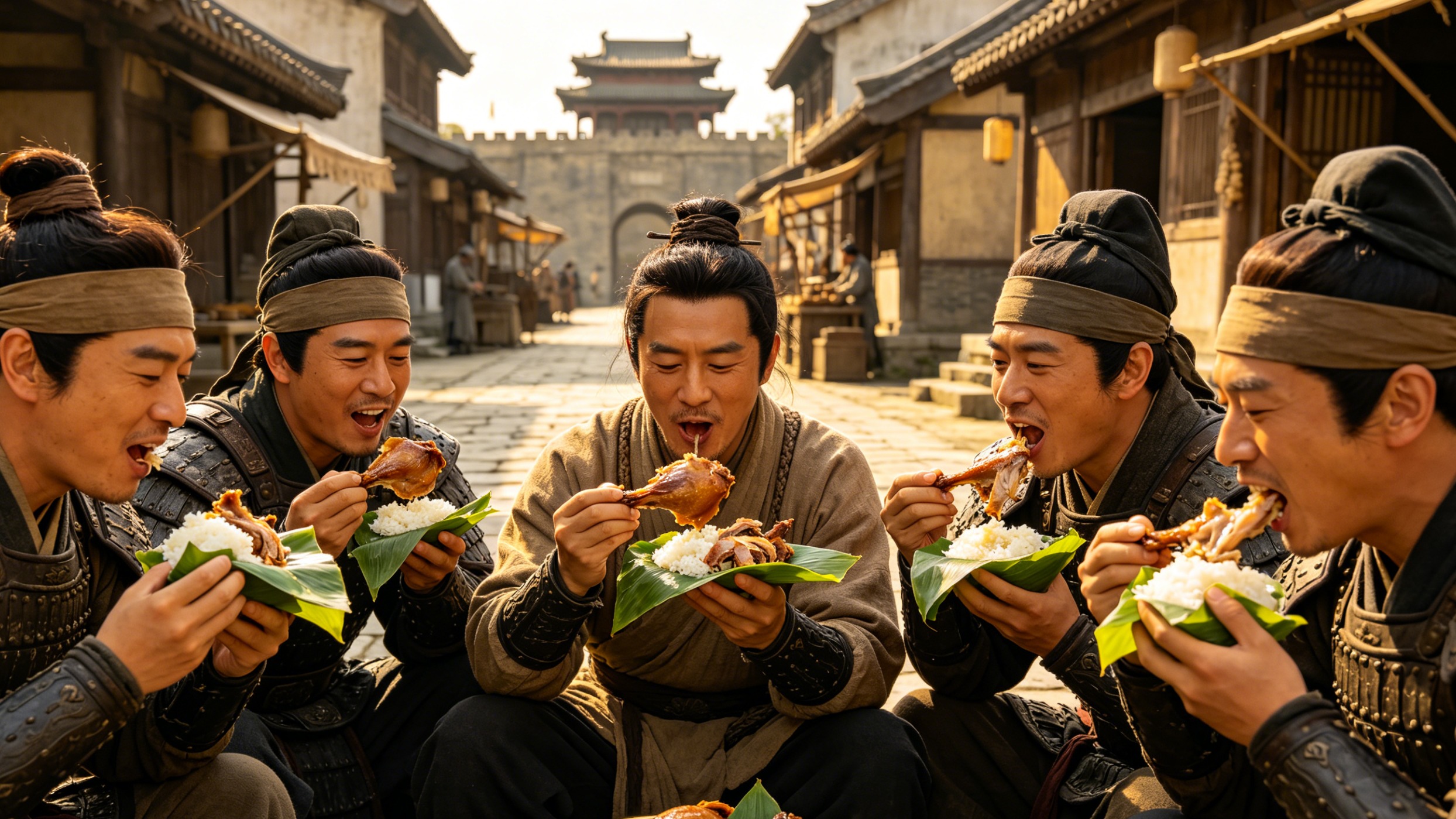士兵吃荷叶饭